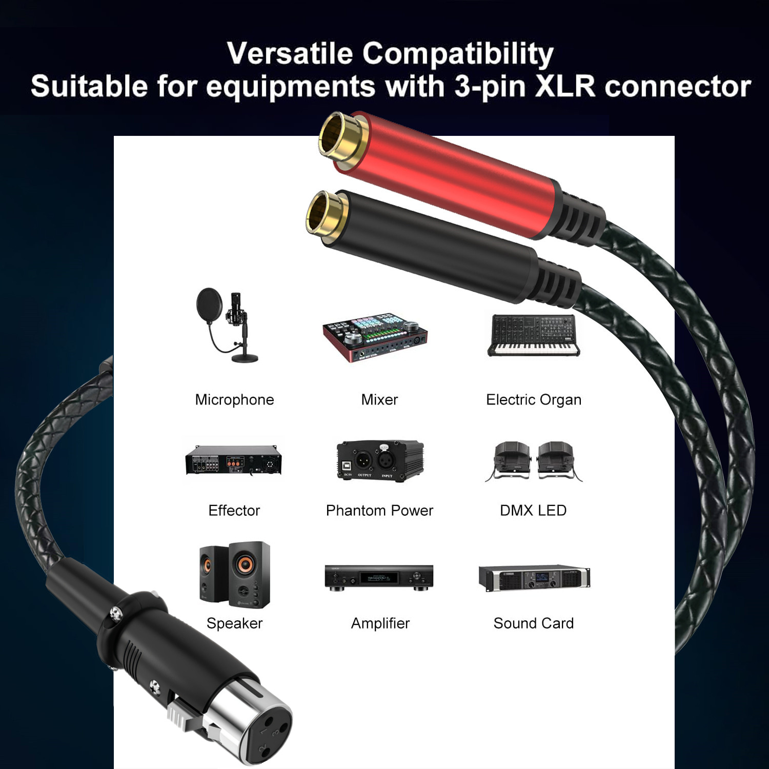 3Pin XLR Female To Dual 6.35mm - Earphone Splitter Jack บทวิจารณ์และราคา