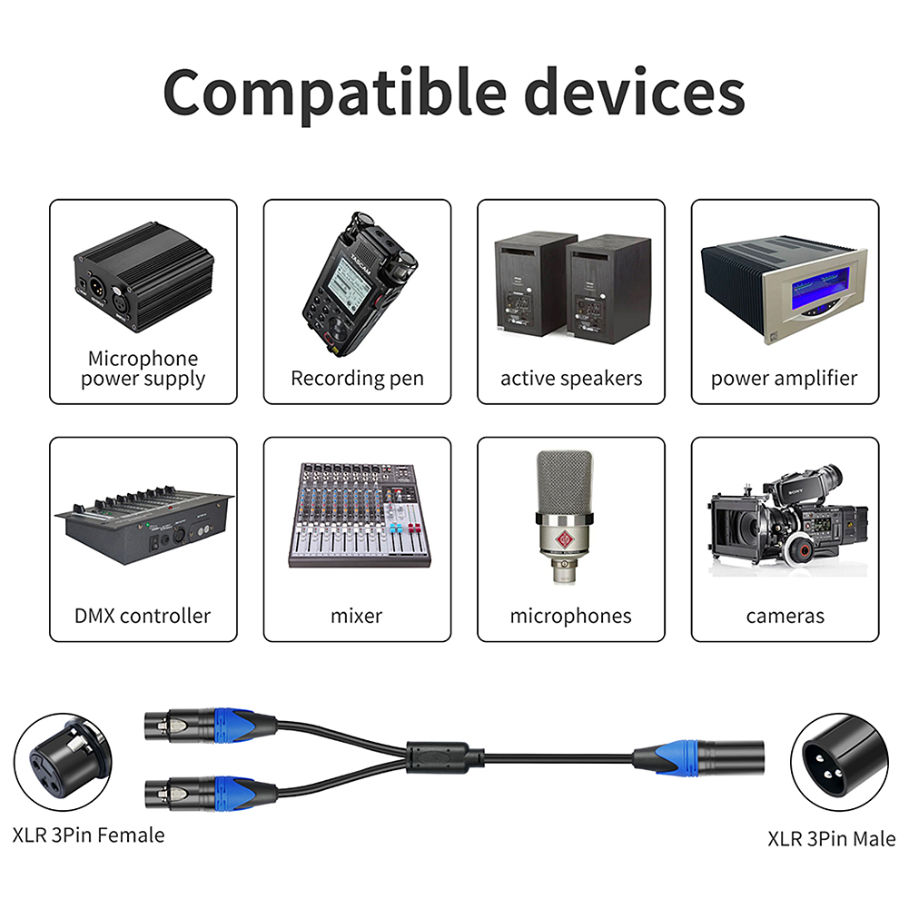 50cm 1 XLR Female To 2 XLR Mal - Audio Splitter Y บทวิจารณ์และราคา