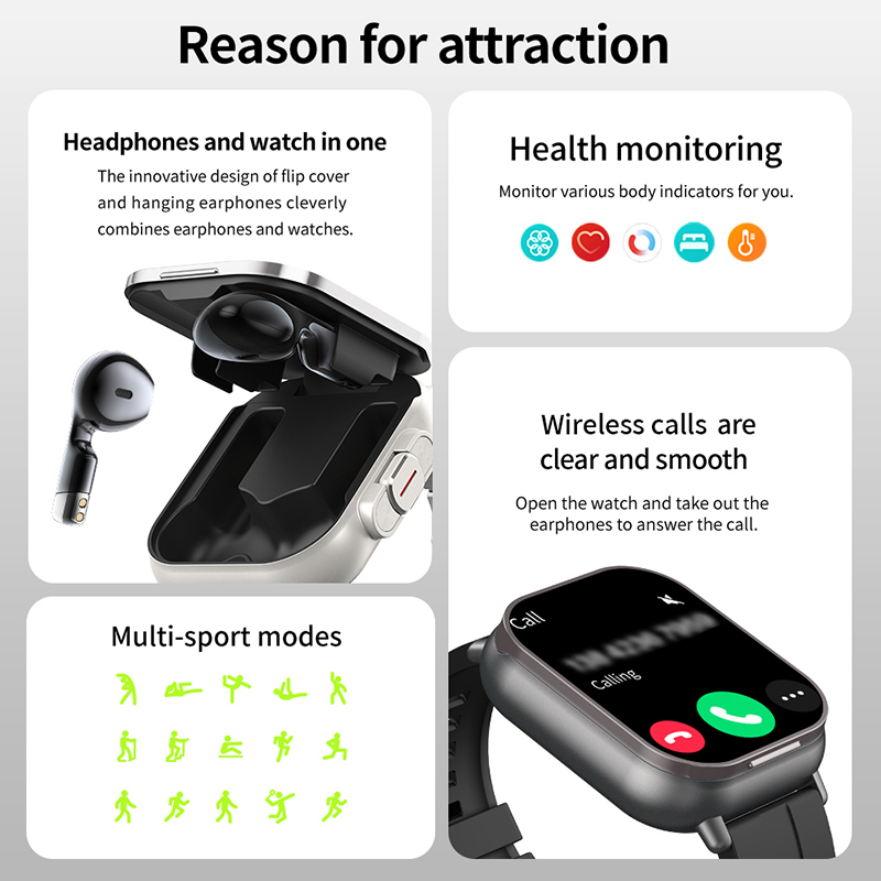 New TWS 2 in 1 Smart Watch wit - Earbuds Charging Case บทวิจารณ์และราคา
