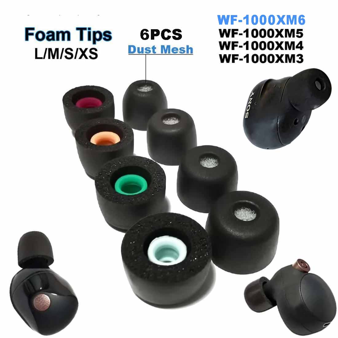 6PCS  Memory Foam Ear Tips Cus - Earphone Foam Tip บทวิจารณ์และราคา